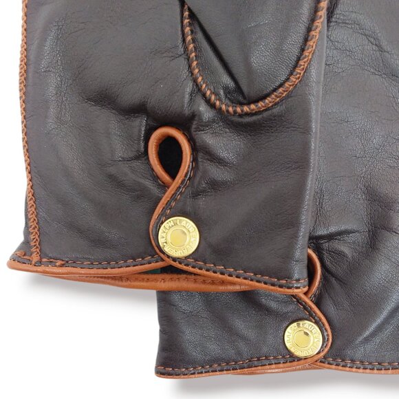 Lauren Ralph Lauren Brown Leather Driving Gloves Size Large Overlock Stitch - Picture 6 of 8